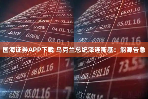 国海证券APP下载 乌克兰总统泽连斯基：能源告急